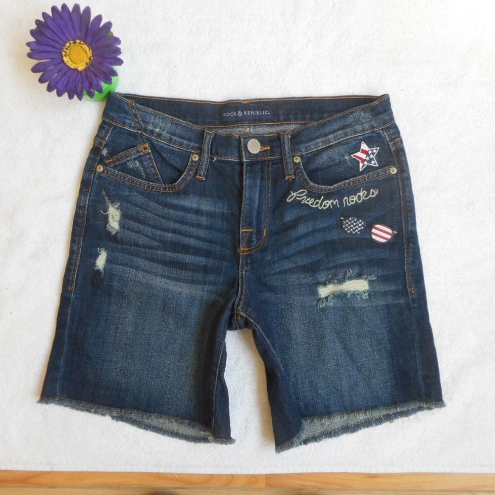 Rock & Republic Blue Jean Shorts Cut-Off Size 6